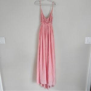 Pink Lily Pink Lace Bodice Maxi Dress